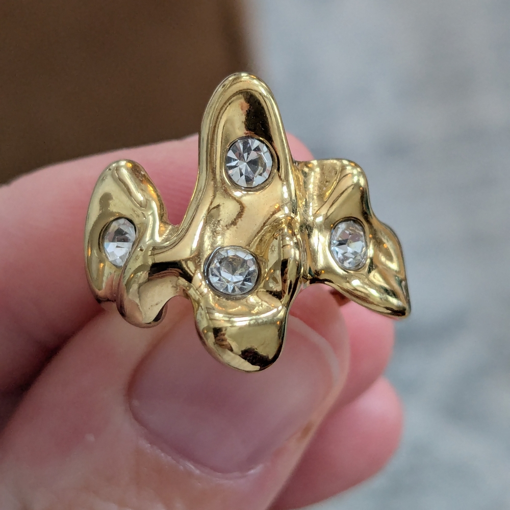 PILGRIM Gold Statement Ring with Crystal Accents
